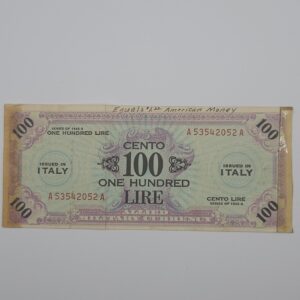 Revers billet 100 lire 1943 bilingue Italie