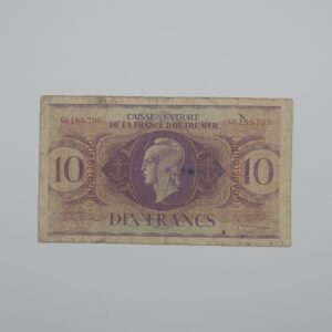 Recto 10 francs guadeloupe 1944
