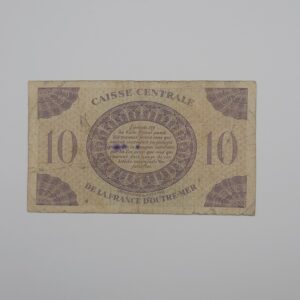 Verso 10 francs guadeloupe 1944