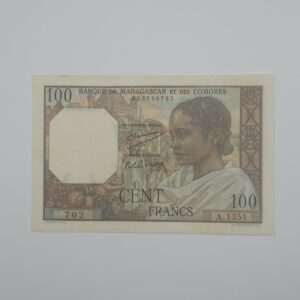 Recto 100 francs madagascar et comores 1950-1960