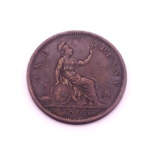 Revers one penny 1863 Victoria Royaume Uni