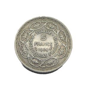 Revers 5 francs 1939 Tunisie