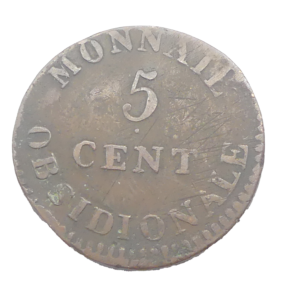 Revers 5 cents 1814 monnaie obsidionnale Anvers 1814