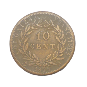 Revers 10 centimes 1828 Paris Colonies françaises Charles X