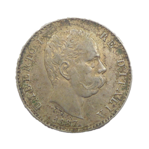 Avers 1 lire 1887 M Milan Umberto I Italie