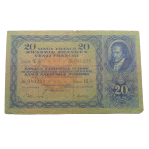 Recto 20 francs Suisse 1942