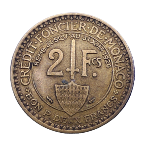 Revers deux franc 1924 Monaco TTB