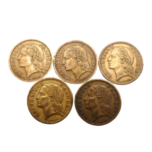 Avers lot 5 Francs Lavrillier Bronze aluminium 1940 , 1945 ,1946