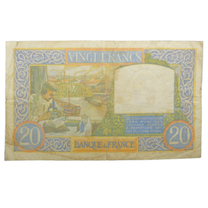 Verso 20 francs Travail et science 1939 - 1942