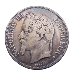 Avers 5 Francs 1868 Strasbourg BB contremarqué SEDAN