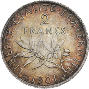 Revers 2 francs semeuse 1901 GENI MS62