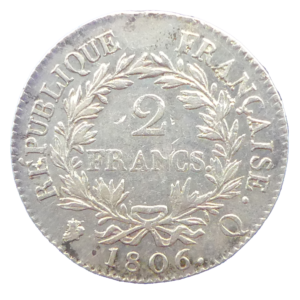 Revers 2 Francs 1806 Q Napoléon I