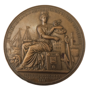 Revers médaille Boulogne sur mer 1855 visite de la reine victoria à Napoléon III