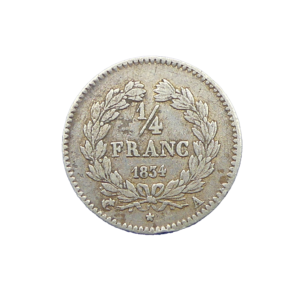 Revers Quart de franc 1834 A Paris Louis Philippe France