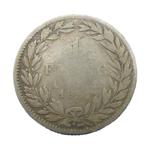 Revers 1 franc 1831 A Paris Louis Philippe France