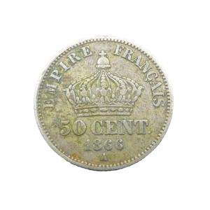 Revers 50 centimes 1866 A Paris Napoleon III France