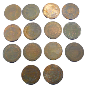 Revers lot 14 pièces 5 centimes Dupré