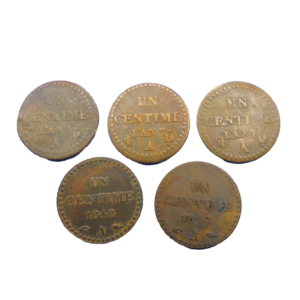 Revers lot 5 pièces 1 centime Dupré an 7 - 1848 - 1849