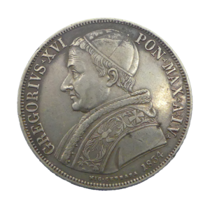 Avers scudo 1834 Gregoire XVI états pontificaux