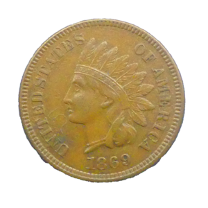 Avers indian cent USA 1869