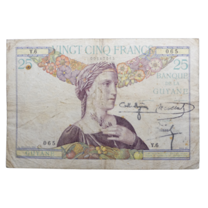 Recto 25 Francs Guyane 1933 TTB