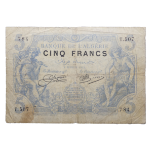 Recto 5 francs Algérie 1915