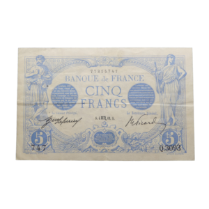 Recto 5 francs bleu 1913