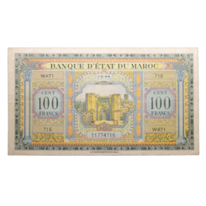 Recto 100 francs 1944 Maroc