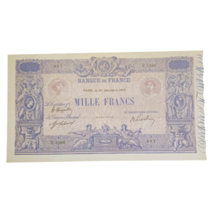 Recto billet 1000 francs bleu et rose 1917 SUP P-67