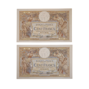 Recto paire billets consécutifs 100 Francs merson 02-02-1939 P-86